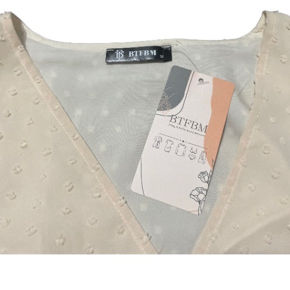 NWT women’s casual cream color long sleeve dress.  Size Medium - Picture 4 of 5